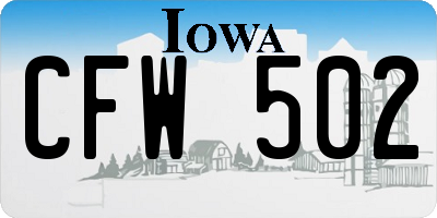 IA license plate CFW502