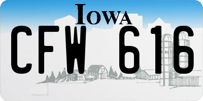 IA license plate CFW616