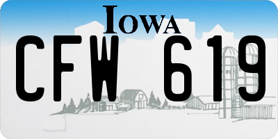 IA license plate CFW619