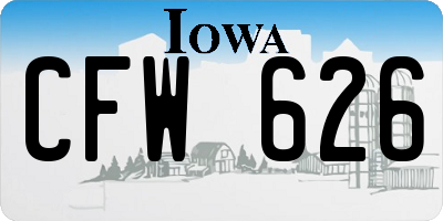 IA license plate CFW626