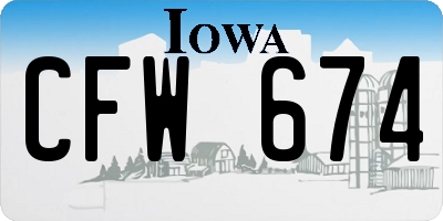 IA license plate CFW674