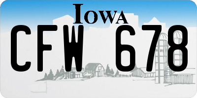 IA license plate CFW678