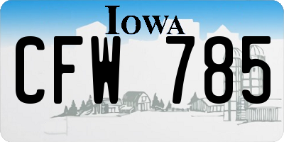 IA license plate CFW785