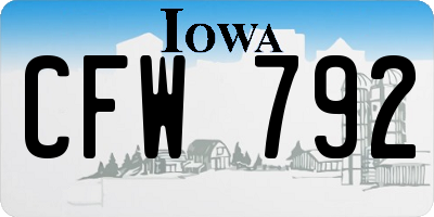 IA license plate CFW792