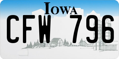 IA license plate CFW796