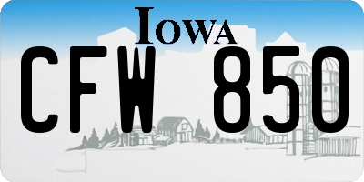 IA license plate CFW850