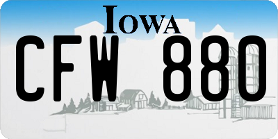 IA license plate CFW880