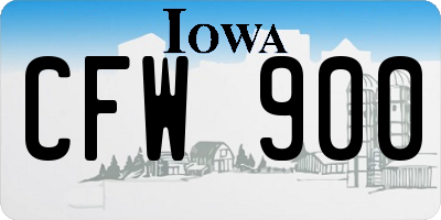 IA license plate CFW900