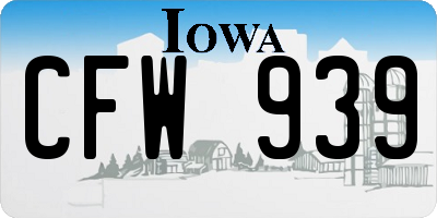 IA license plate CFW939