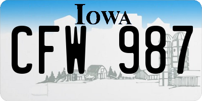IA license plate CFW987
