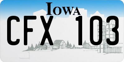 IA license plate CFX103