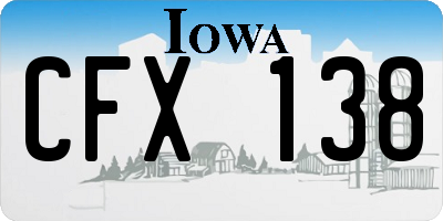 IA license plate CFX138
