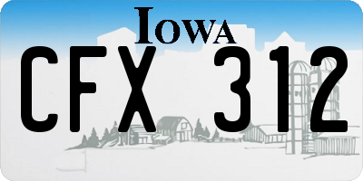 IA license plate CFX312