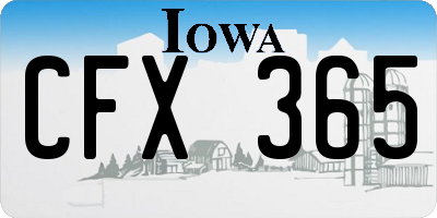 IA license plate CFX365