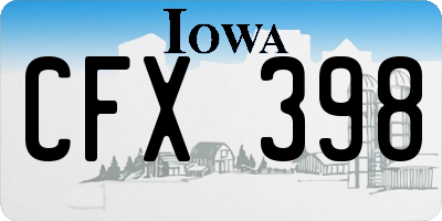 IA license plate CFX398
