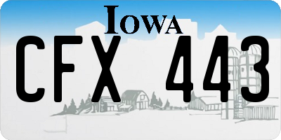 IA license plate CFX443