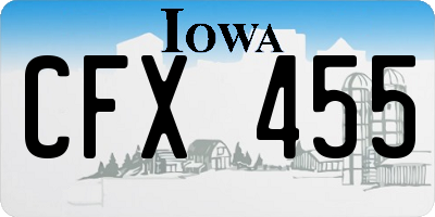 IA license plate CFX455