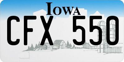 IA license plate CFX550
