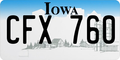 IA license plate CFX760