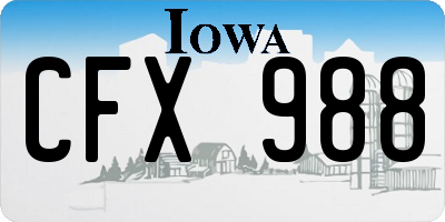 IA license plate CFX988