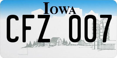 IA license plate CFZ007
