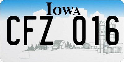 IA license plate CFZ016