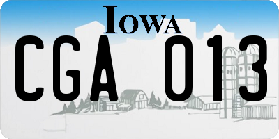 IA license plate CGA013