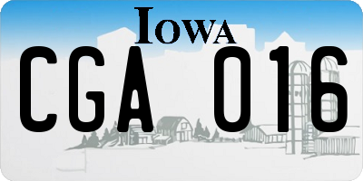 IA license plate CGA016