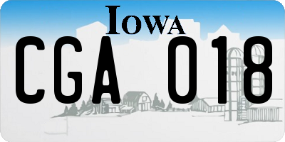 IA license plate CGA018