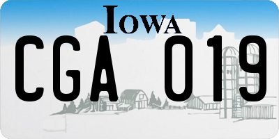 IA license plate CGA019
