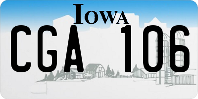 IA license plate CGA106