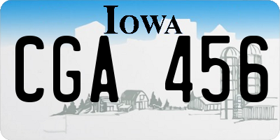 IA license plate CGA456