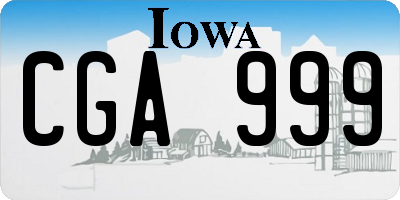 IA license plate CGA999