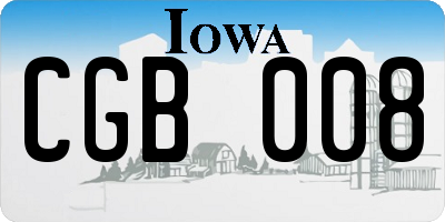 IA license plate CGB008