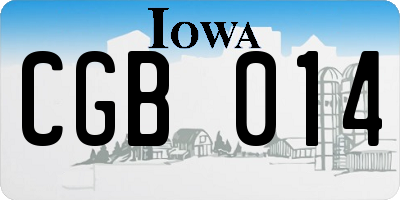 IA license plate CGB014