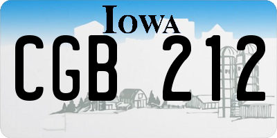 IA license plate CGB212