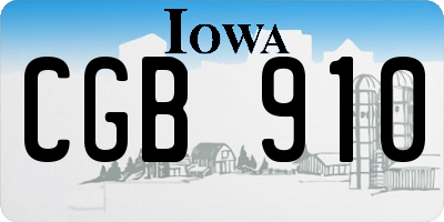 IA license plate CGB910