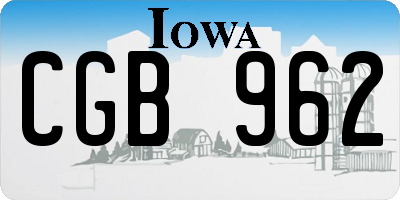 IA license plate CGB962