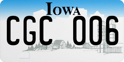 IA license plate CGC006