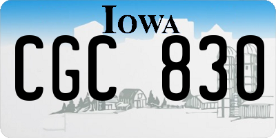 IA license plate CGC830