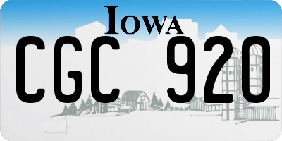 IA license plate CGC920