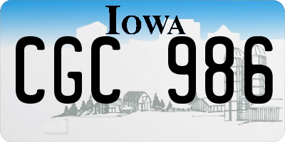 IA license plate CGC986