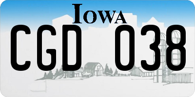 IA license plate CGD038