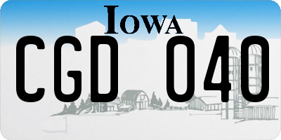 IA license plate CGD040