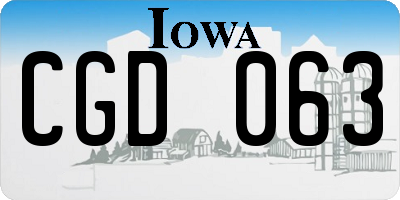 IA license plate CGD063