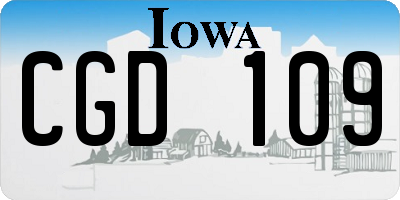 IA license plate CGD109