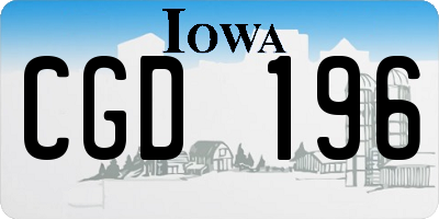 IA license plate CGD196