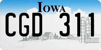 IA license plate CGD311
