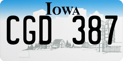 IA license plate CGD387