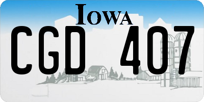 IA license plate CGD407